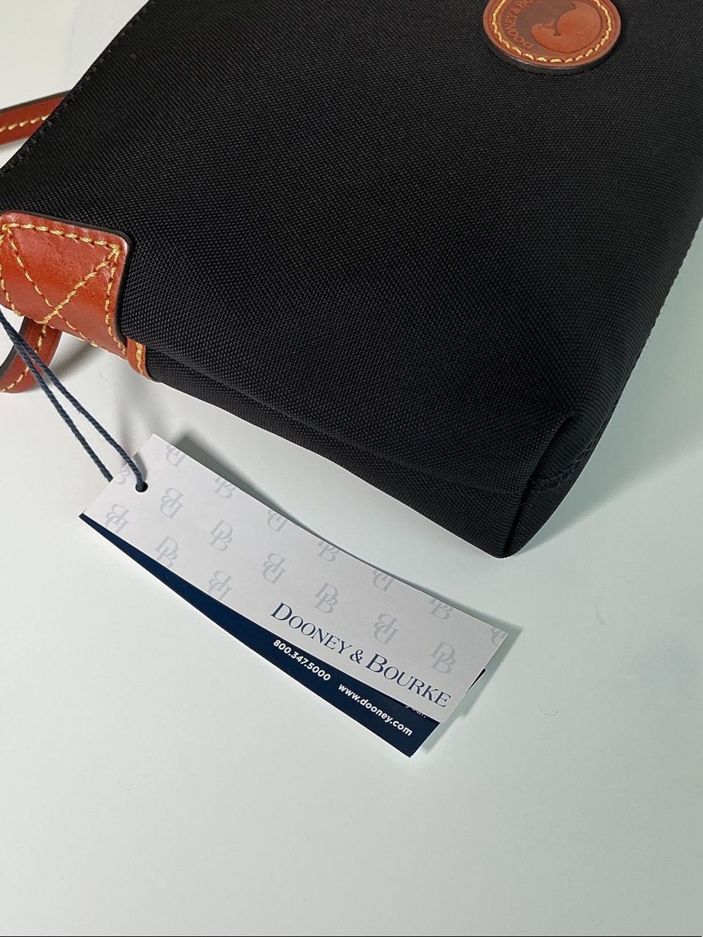 Dooney & Bourke Black Nylon Crossbody with Cognac Leather Trim - Picture 3 of 5
